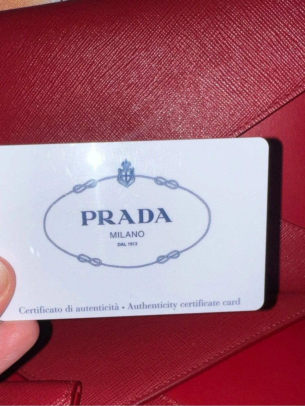 Prada Red Saffiano Envelope Clutch with Gold Logo